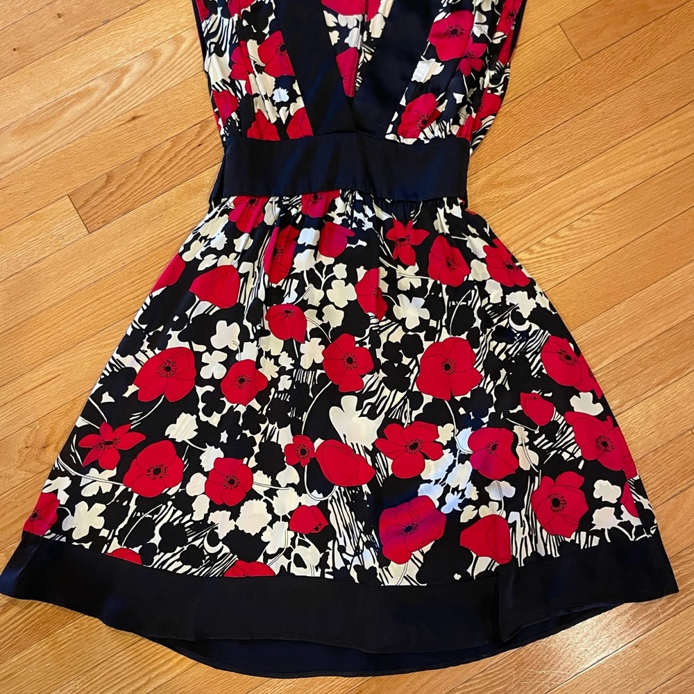 bebe Black and Red Floral Mini Dress